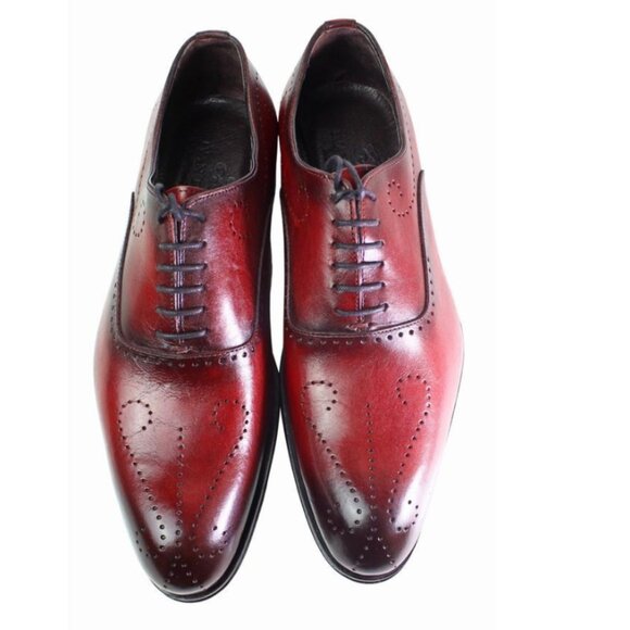 Alberto Oxford Red Italian Leather Shoes main image 6